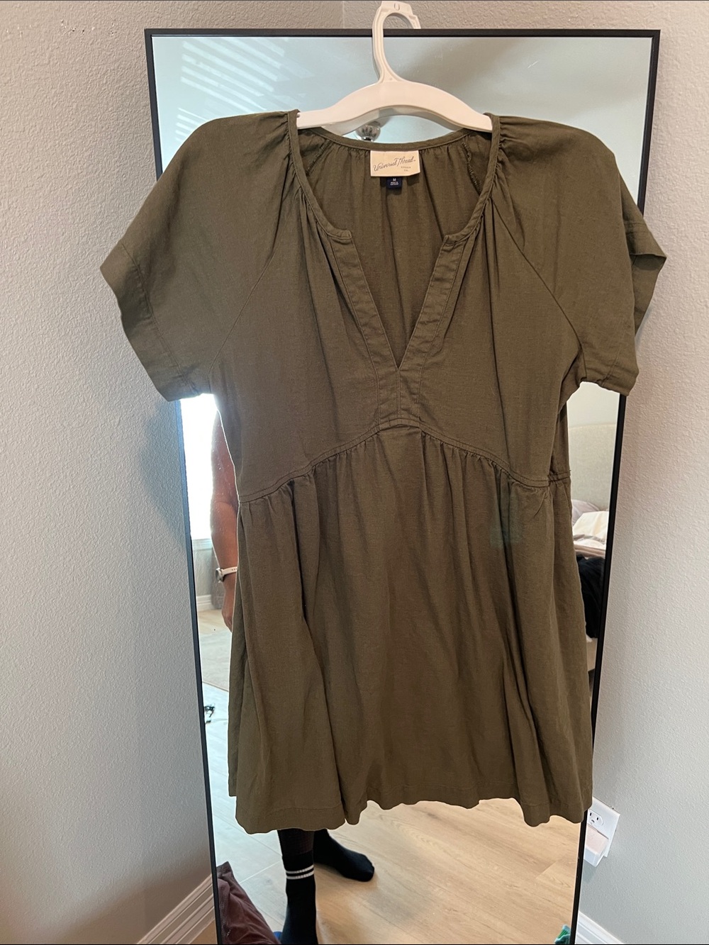 Universal Thread Olive Green V-Neck Babydoll Tunic